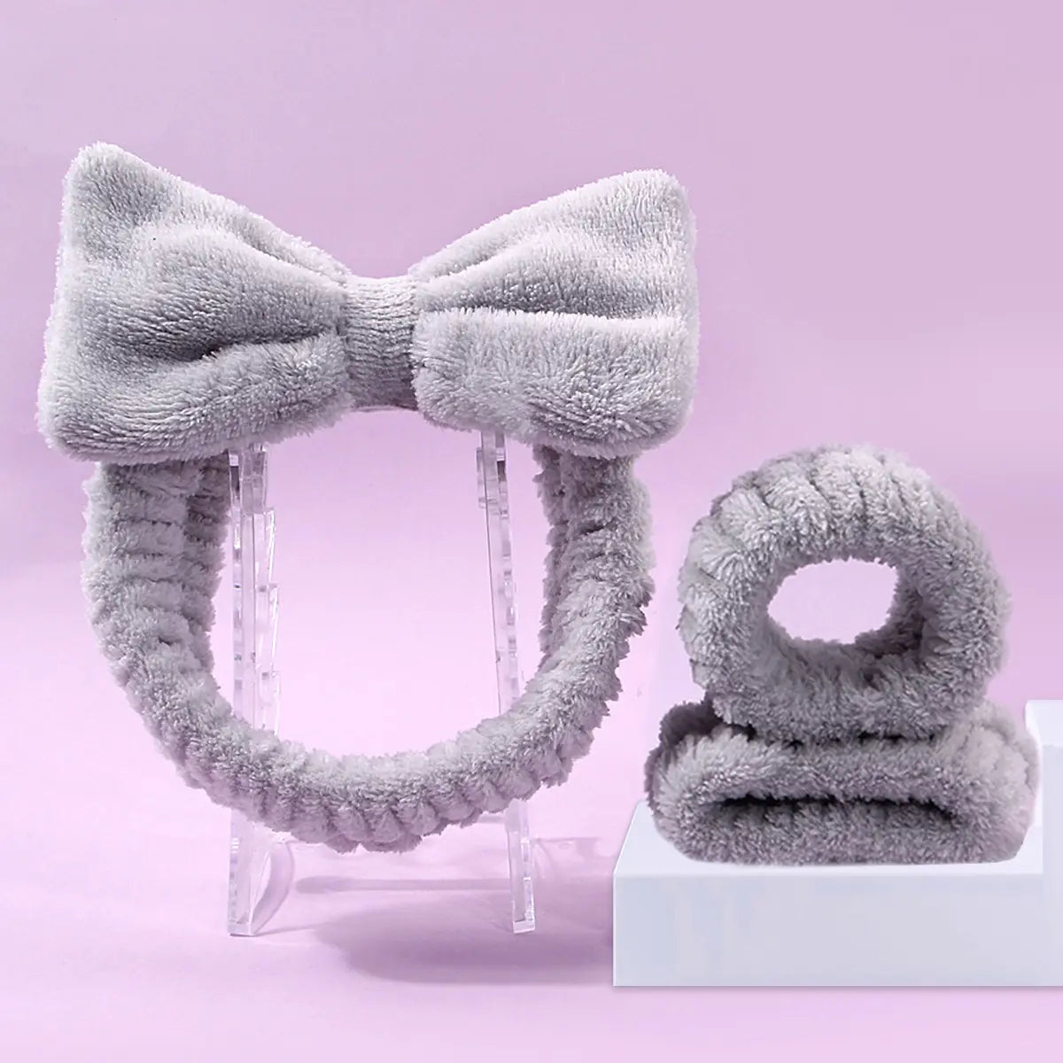 Facial Brush & Coral Fleece Hair Band Set