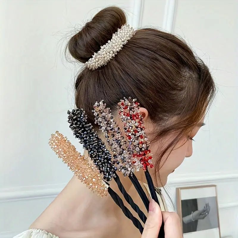 Korean Flower Bud Head Crystal Hairpin