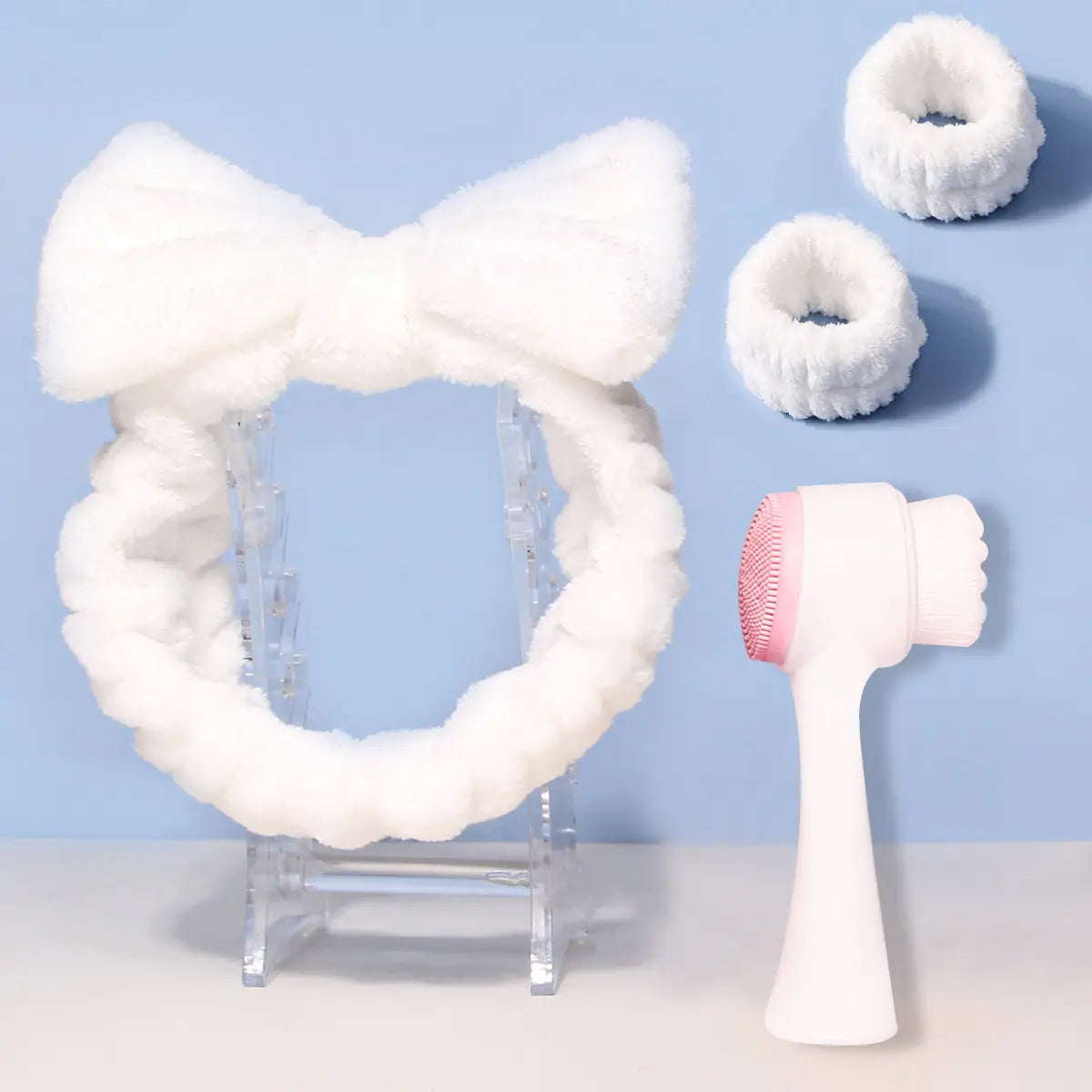 Facial Brush & Coral Fleece Hair Band Set